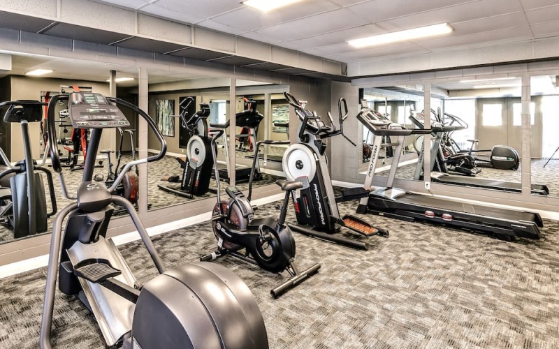 fitness center with equipment and modern decor