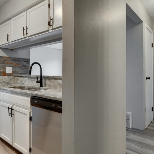 Well-lit kitchen with ample counter space Well-lit kitchen with ample counter space